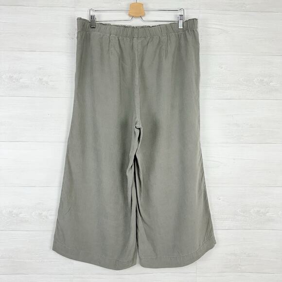 J.Jill Cropped Wide Leg Pants Women XL Gray Embroidered Pull On Tencel Boho - Picture 5 of 14